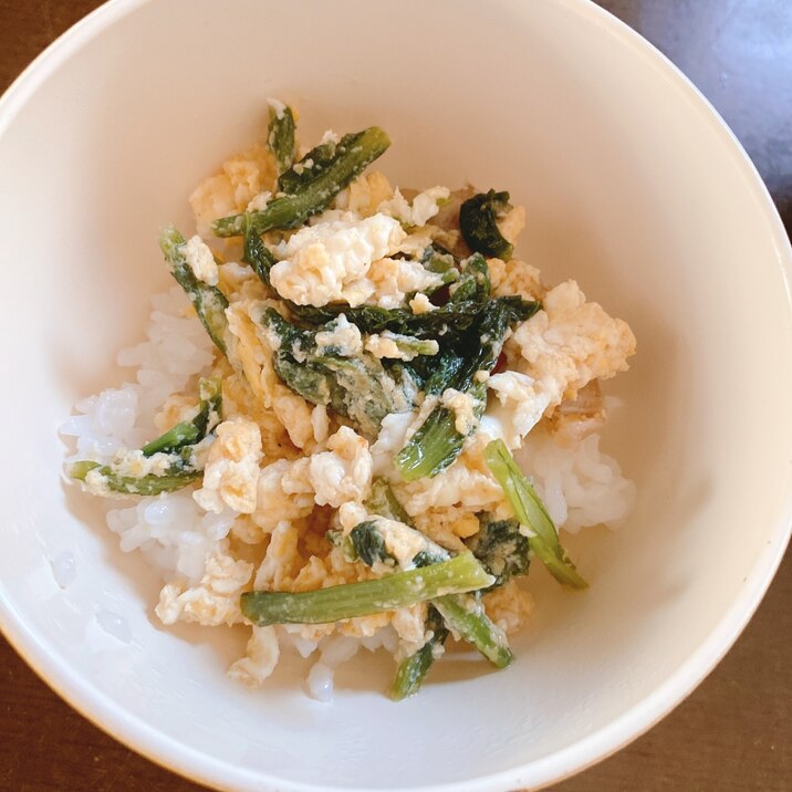 完了食　小松菜と卵丼